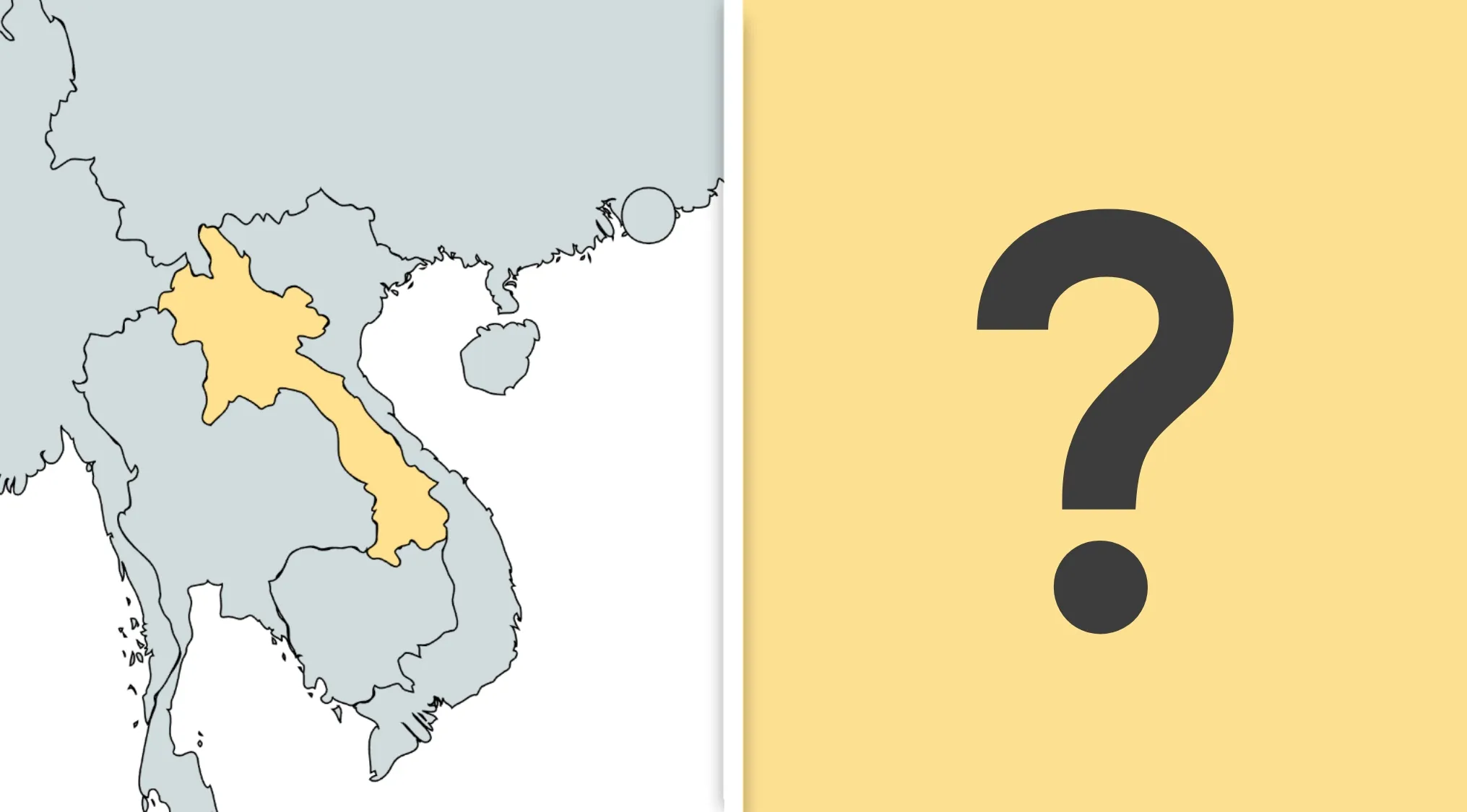 Map showing a highlighted country in Southeast Asia for a geography quiz about commonly confused countries.