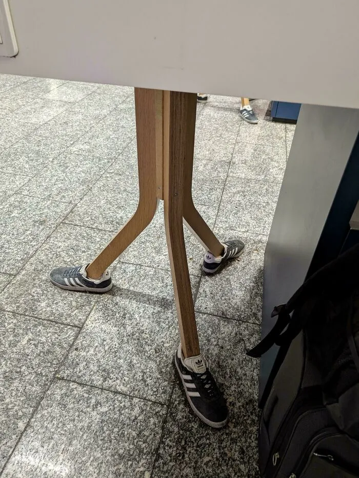 This Random Table At Frankfurt Airport Has Three Shoes
