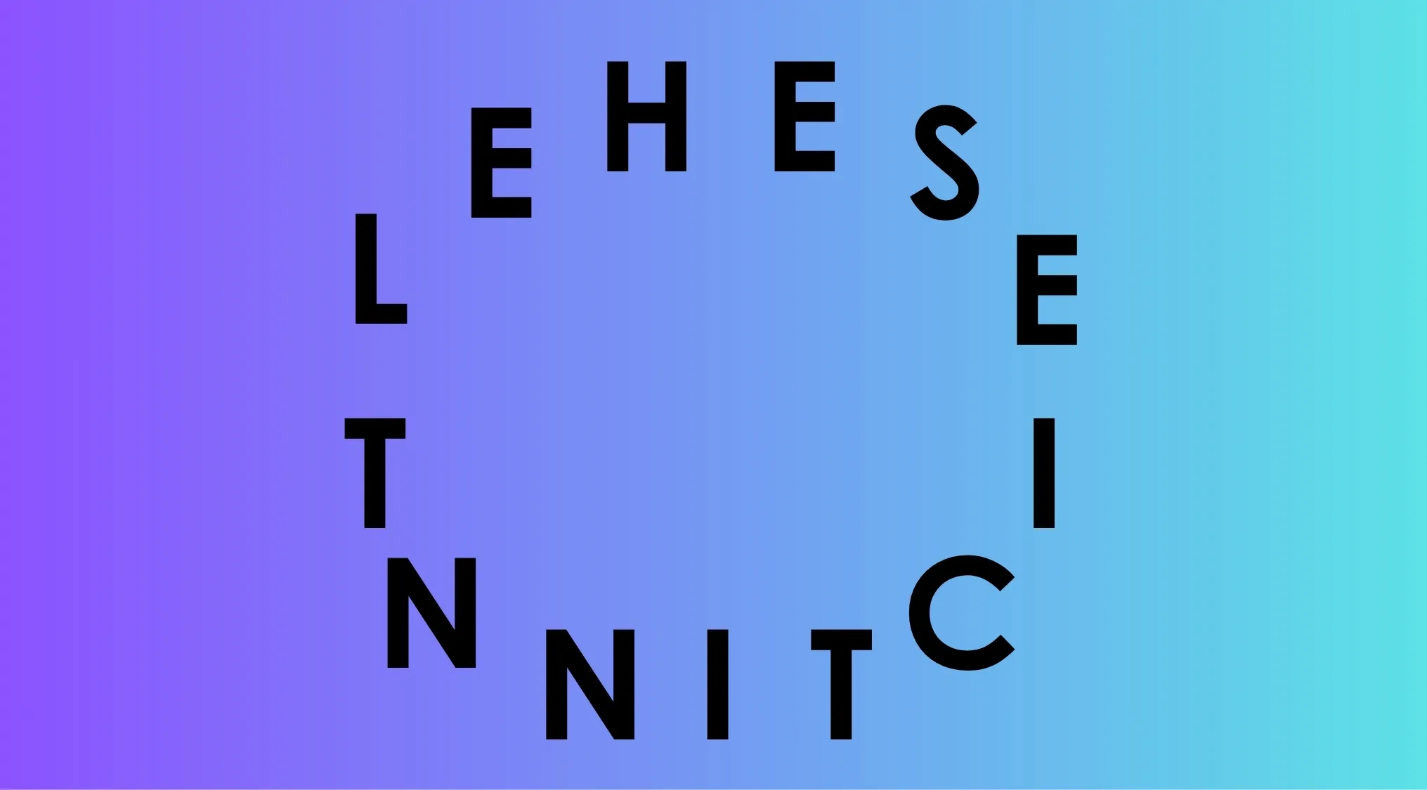 Scrambled letters forming a circular puzzle as part of a geography challenge to guess the country from the visual hint.