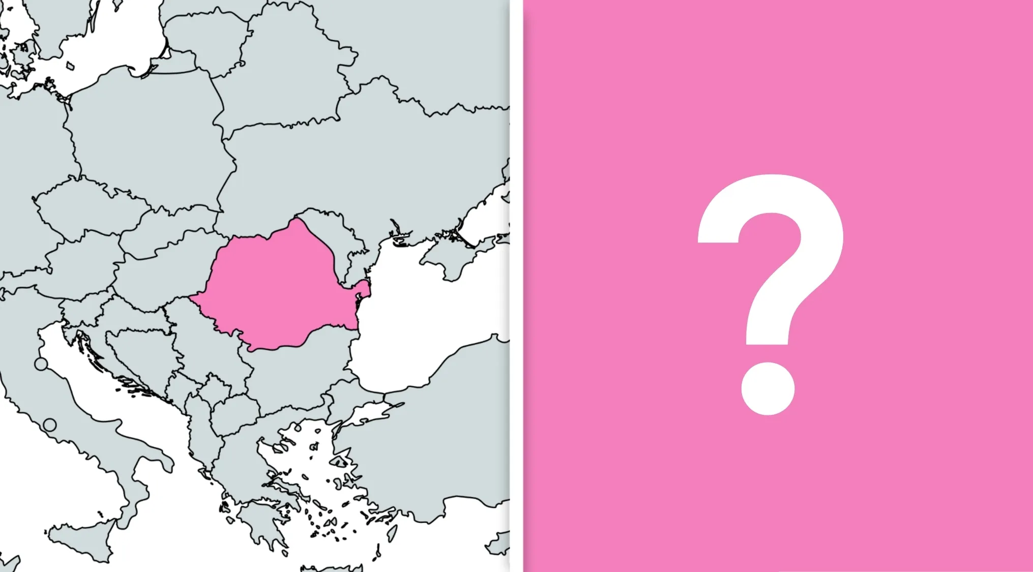 Map highlighting a country in Eastern Europe as part of a geography challenge to guess the country from the visual hint.