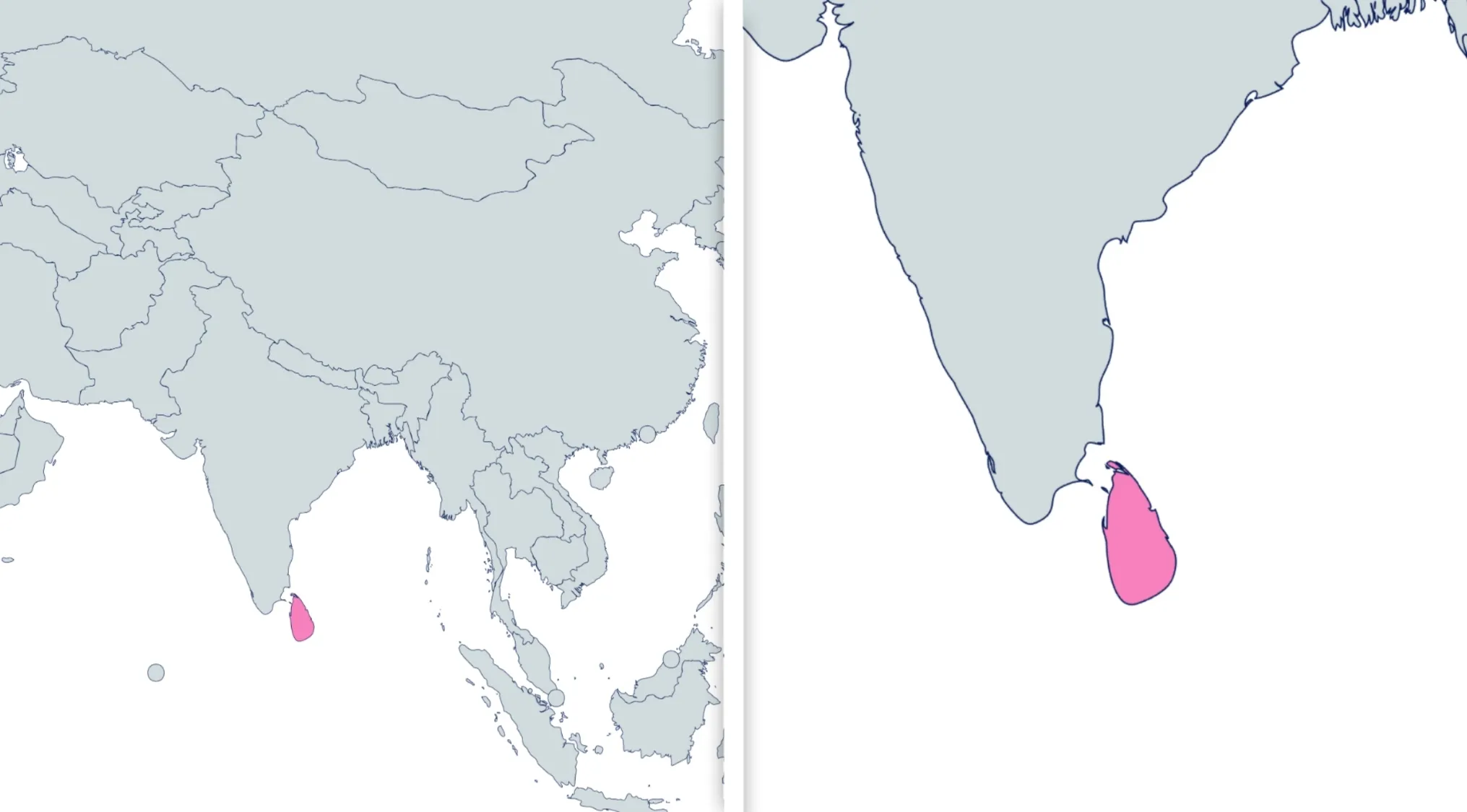 Map highlighting a country in South Asia as a visual hint for the geography challenge guessing the country.