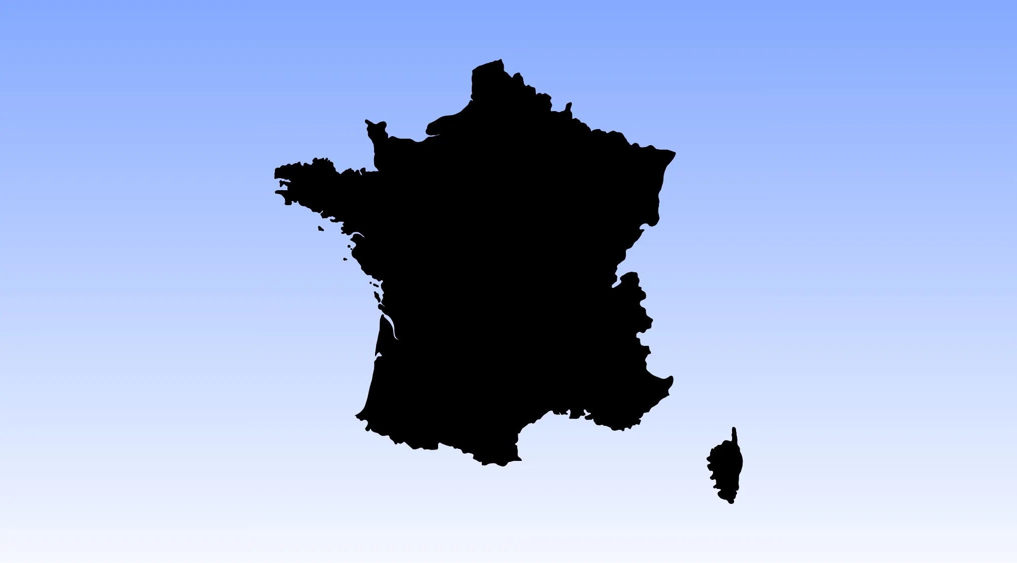Silhouette of a country outline on a blue gradient background for a geography challenge guess the country.