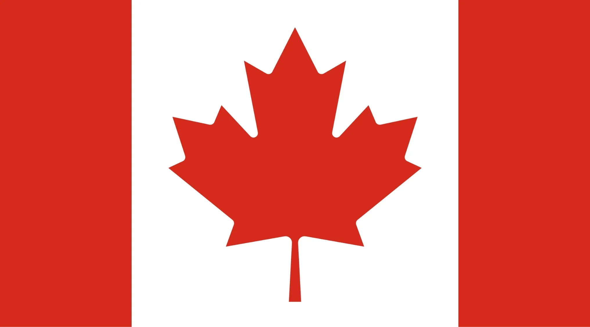 Canadian flag with a red maple leaf centered on a white background between two red vertical bars for geography challenge.