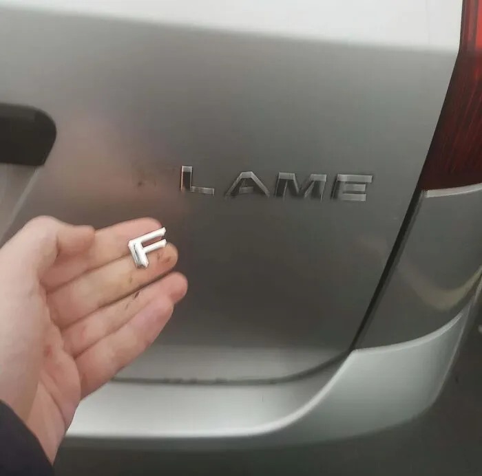 The "F" Fell Off My Ford Fiesta Flame. Now I Drive A Ford Fiesta Lame