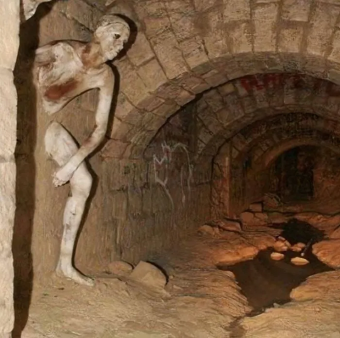 The Passer-Through-Walls (Le Passe-Muraille) Sculpture In The Paris Catacombs