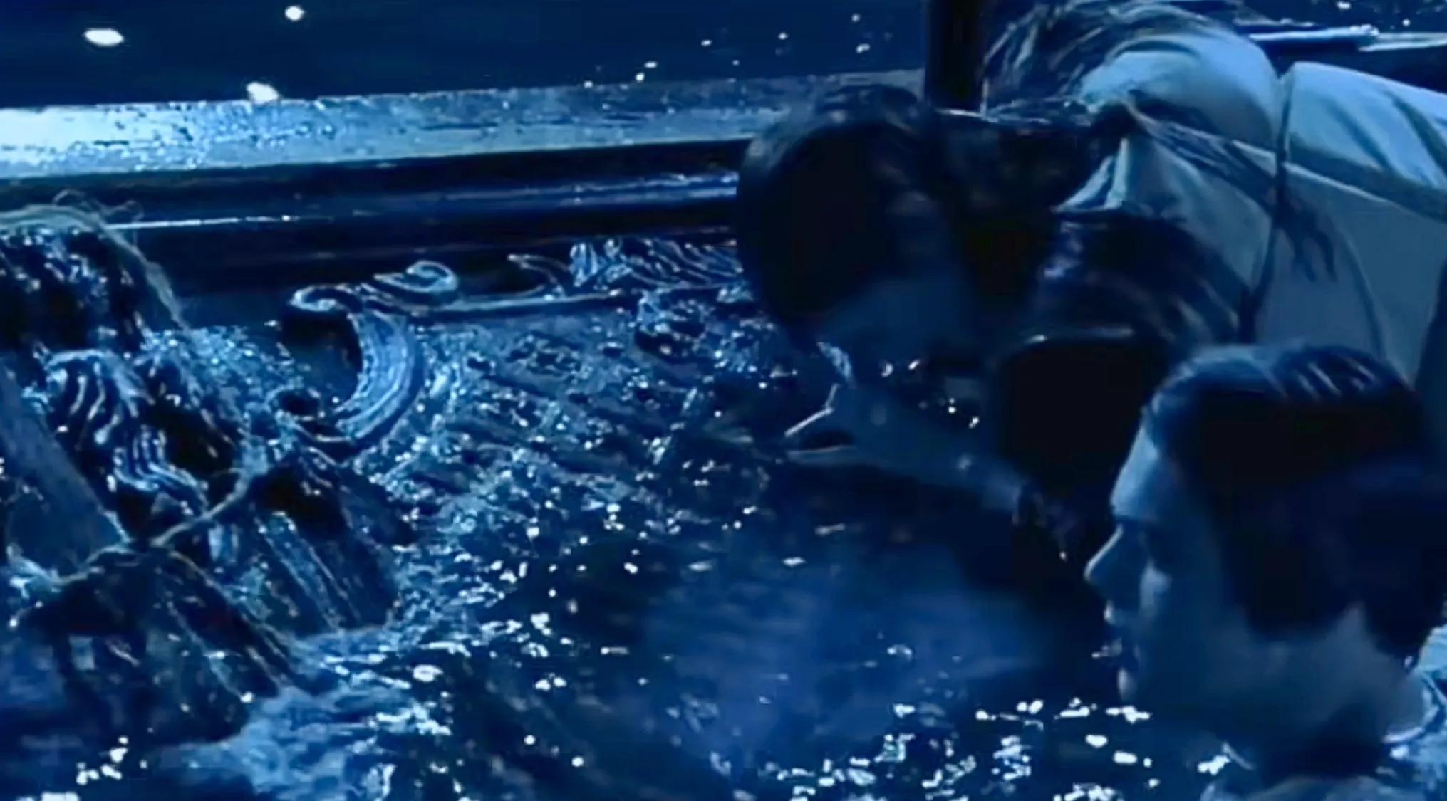 Scene from Titanic showing characters on the floating wooden panel, related to price sold in 2024.