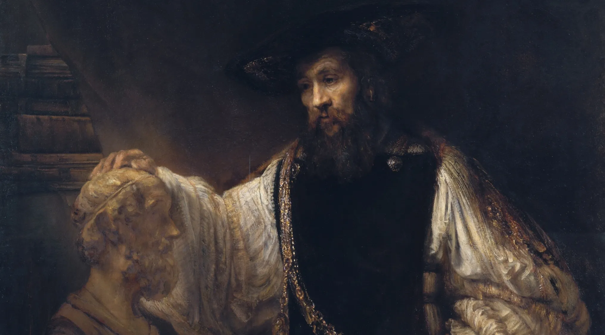 Rembrandt painting Aristotle with a bust of Homer, highlighting the price sold for this masterpiece art item in 1961.