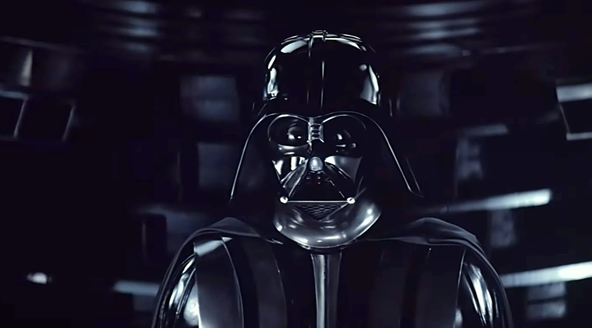 Darth Vader helmet from Star Wars Episode V displayed in a dark setting, notable sold item from 1980.