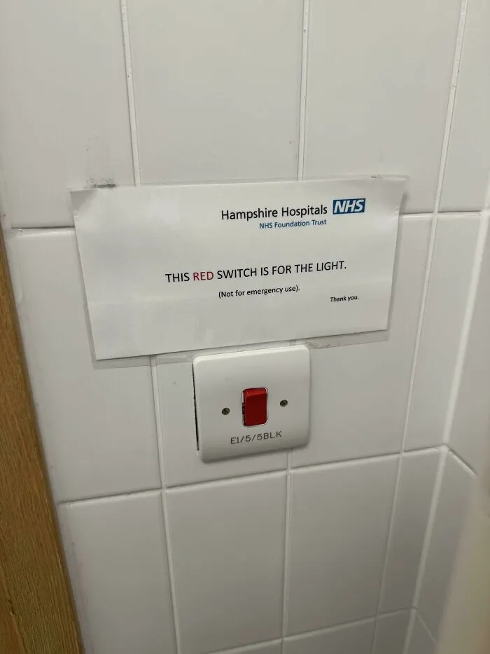 Hospital Bathroom Light Switch That Looks Just Like The Emergency Buzzer