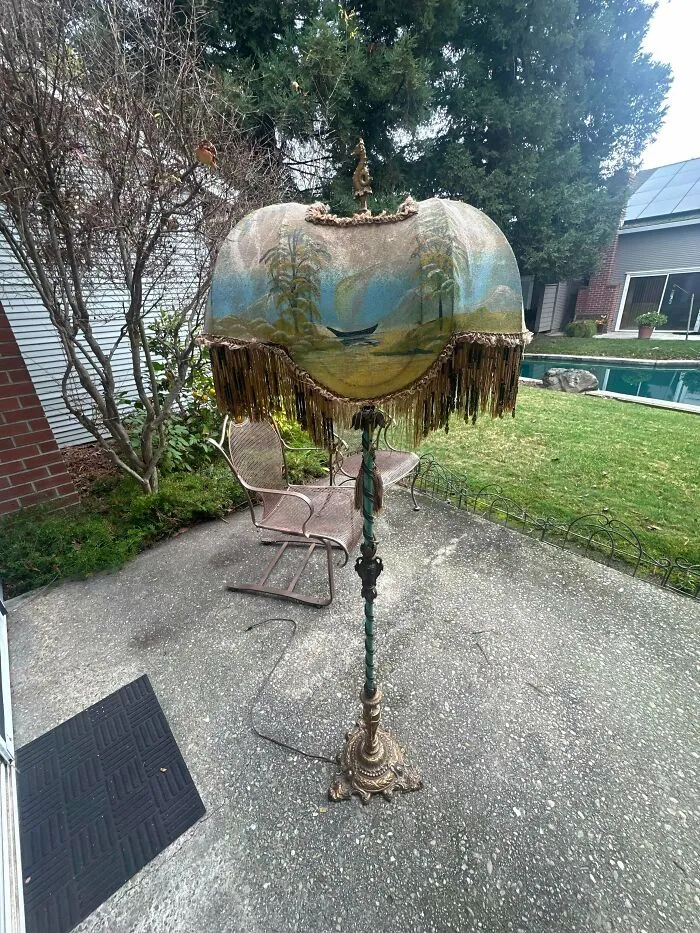 Inherited Lamp With Intricate Shade. USA