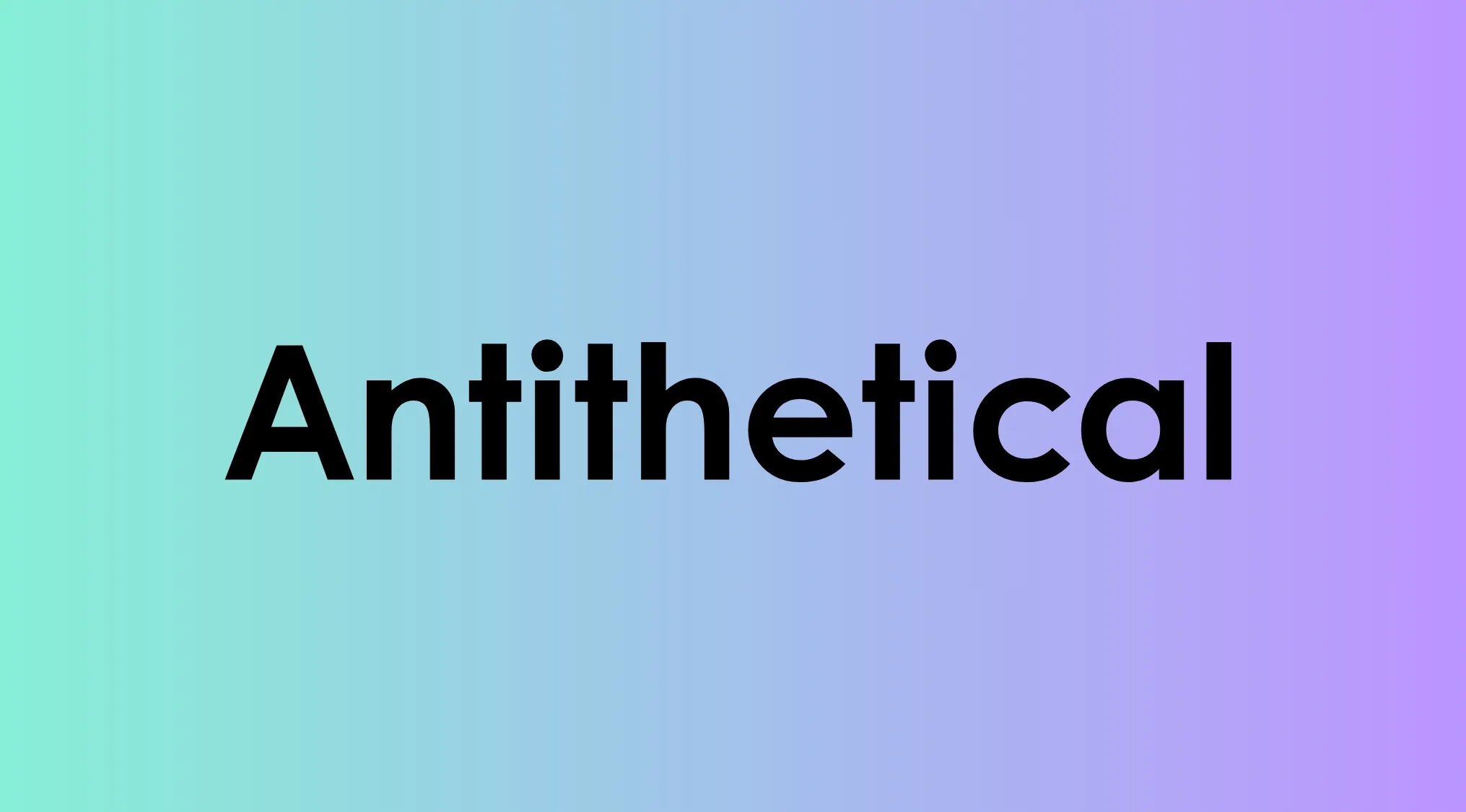 Antithetical word displayed in bold black font on a green to purple gradient background for smart people words.