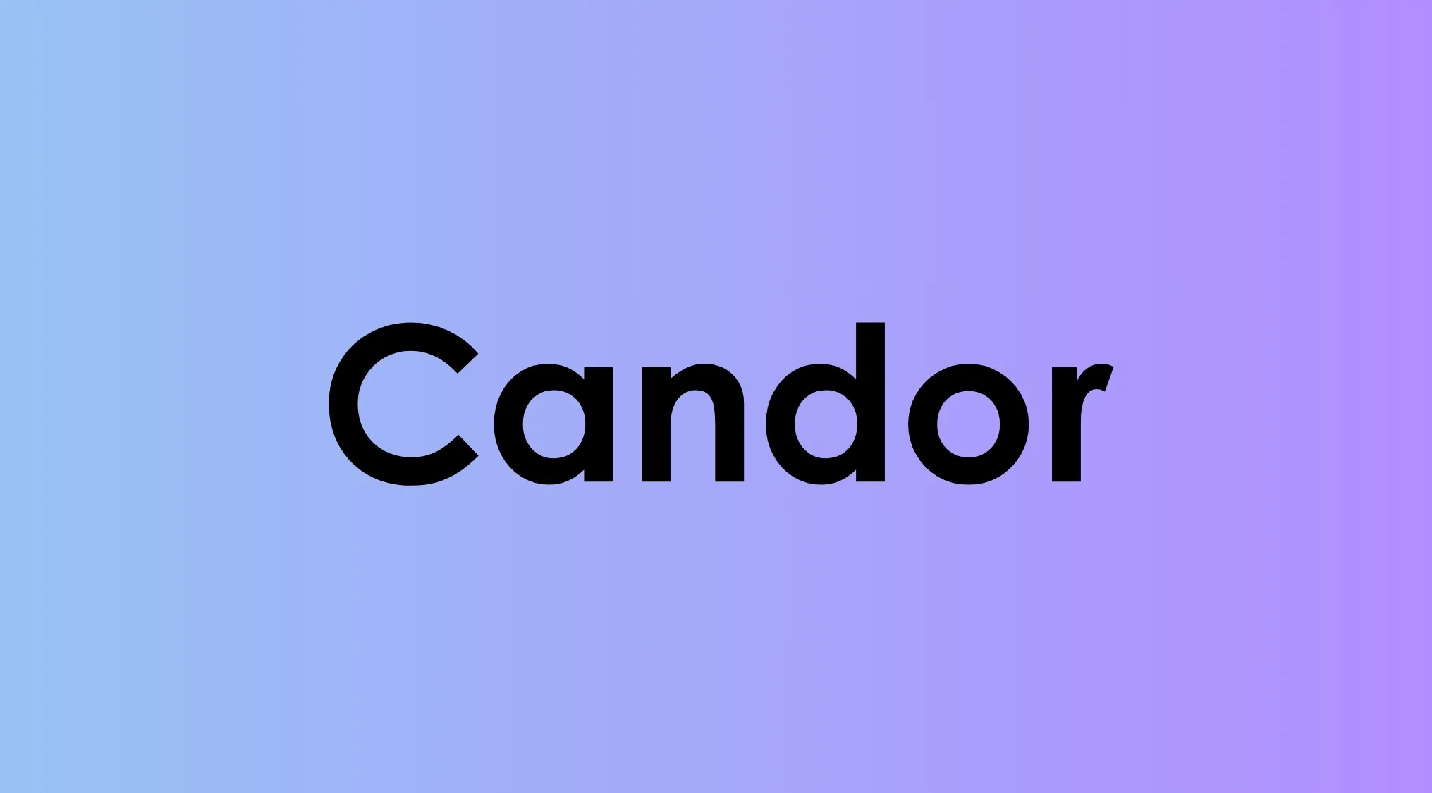 Candor displayed in bold black text on a blue to purple gradient background representing smart people words.