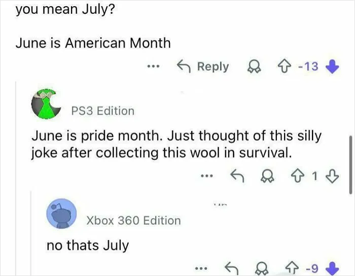 Online discussion where users confidently confuse June as July, illustrating moments people were 100% sure and 100% wrong.