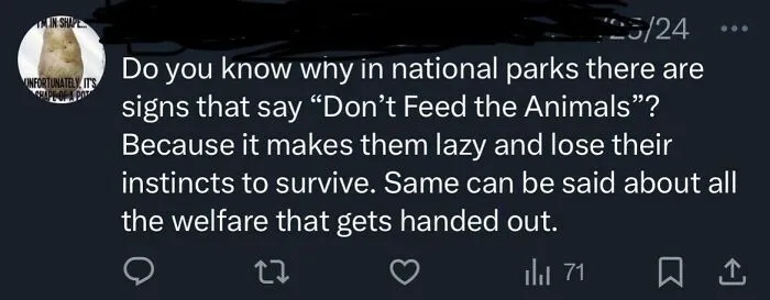 Screenshot of a social media post showing someone confidently sharing a misguided opinion about national park signs.
