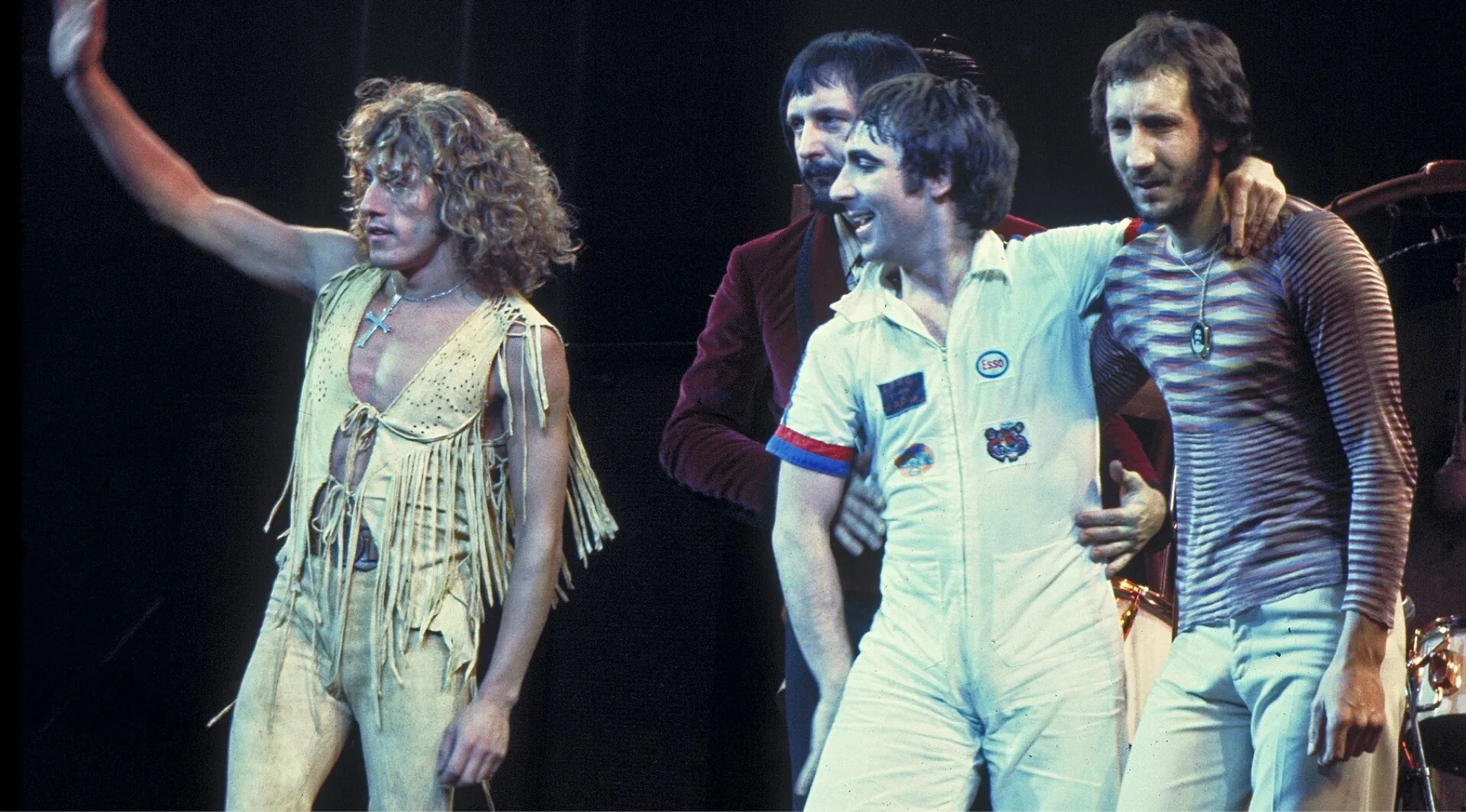 The Who band members on stage during a live performance, celebrating the British Invasion in the U.S.