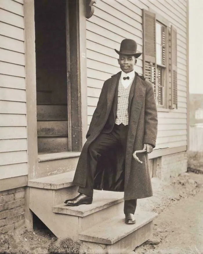 Gentleman Poses For A Photo On His Best With His Bronze Tip Walking Cane, Circa 1907