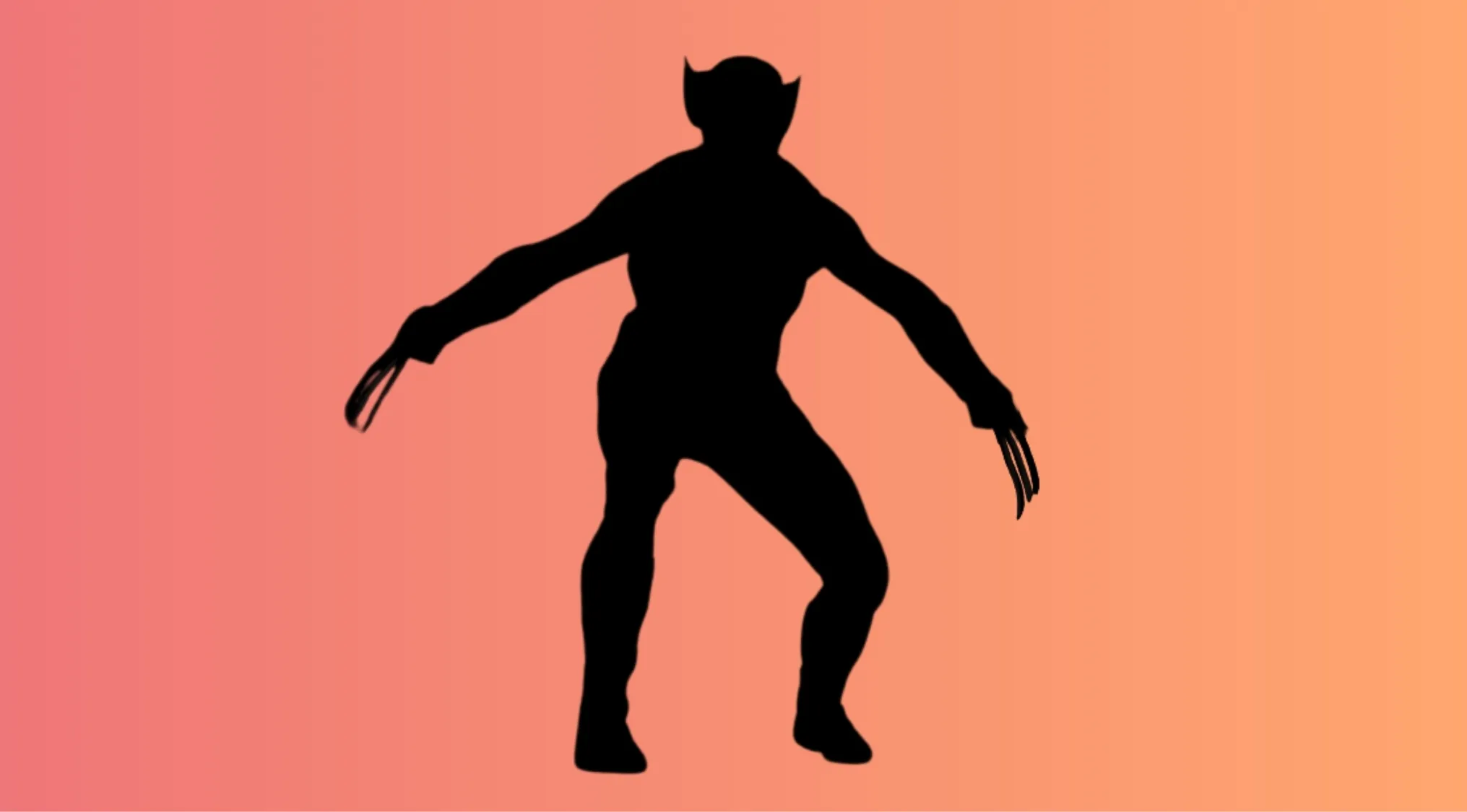 Silhouette of a character with claws and pointed ears in a dynamic pose for character silhouettes quiz.