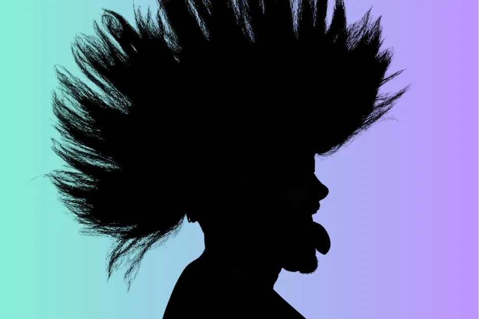 Silhouette of a person with spiked hair against a gradient background, resembling Miranda Priestly from The Devil Wears Prada.