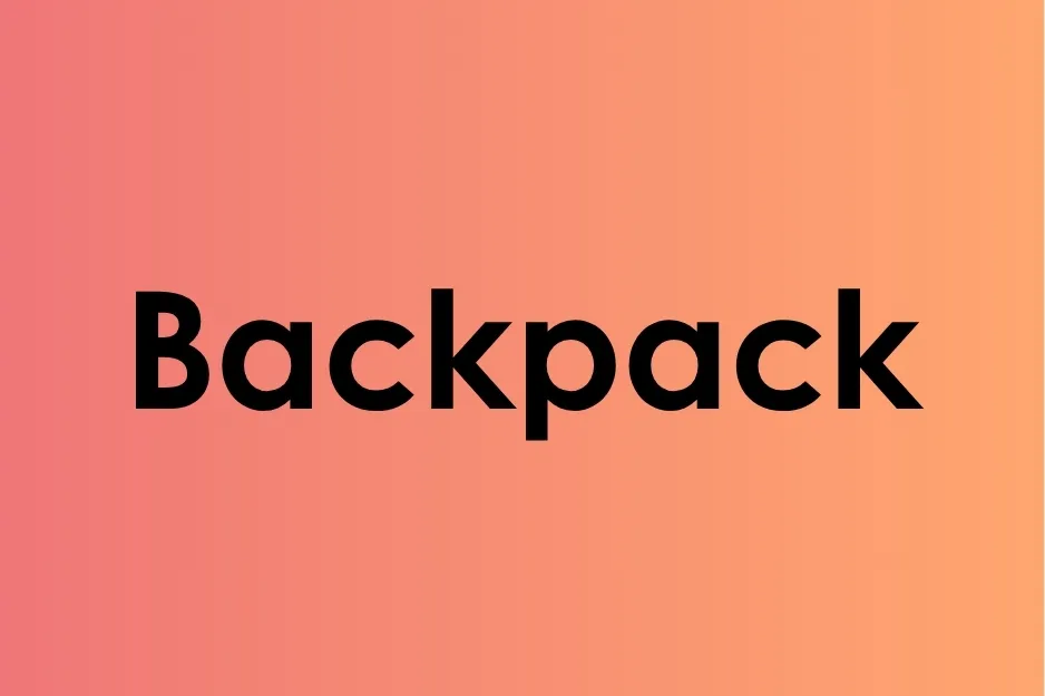 Backpack word on a gradient orange background illustrating a term related to compound words.