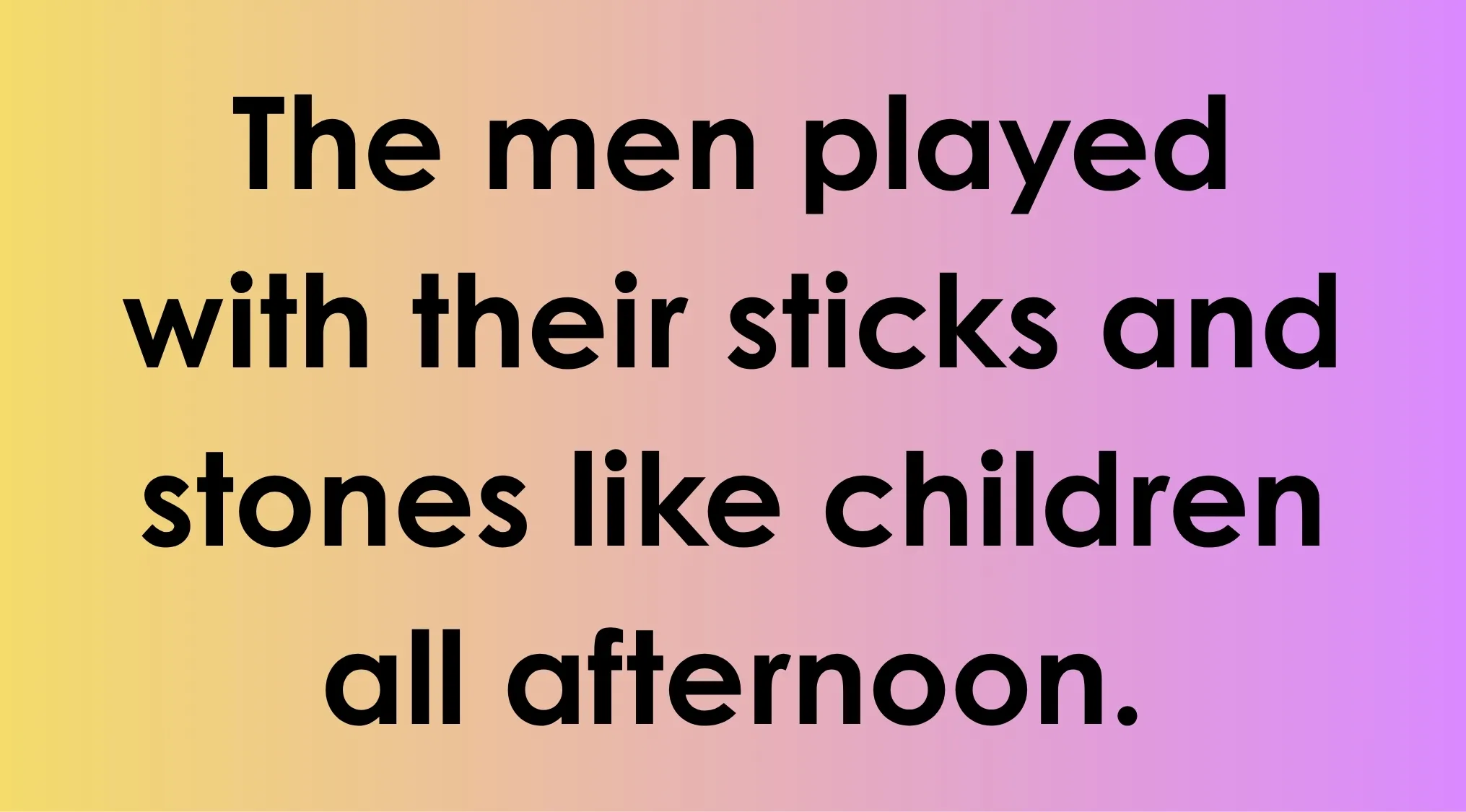 Sentence with the verb played highlighted on a gradient background illustrating verb identification in literacy.