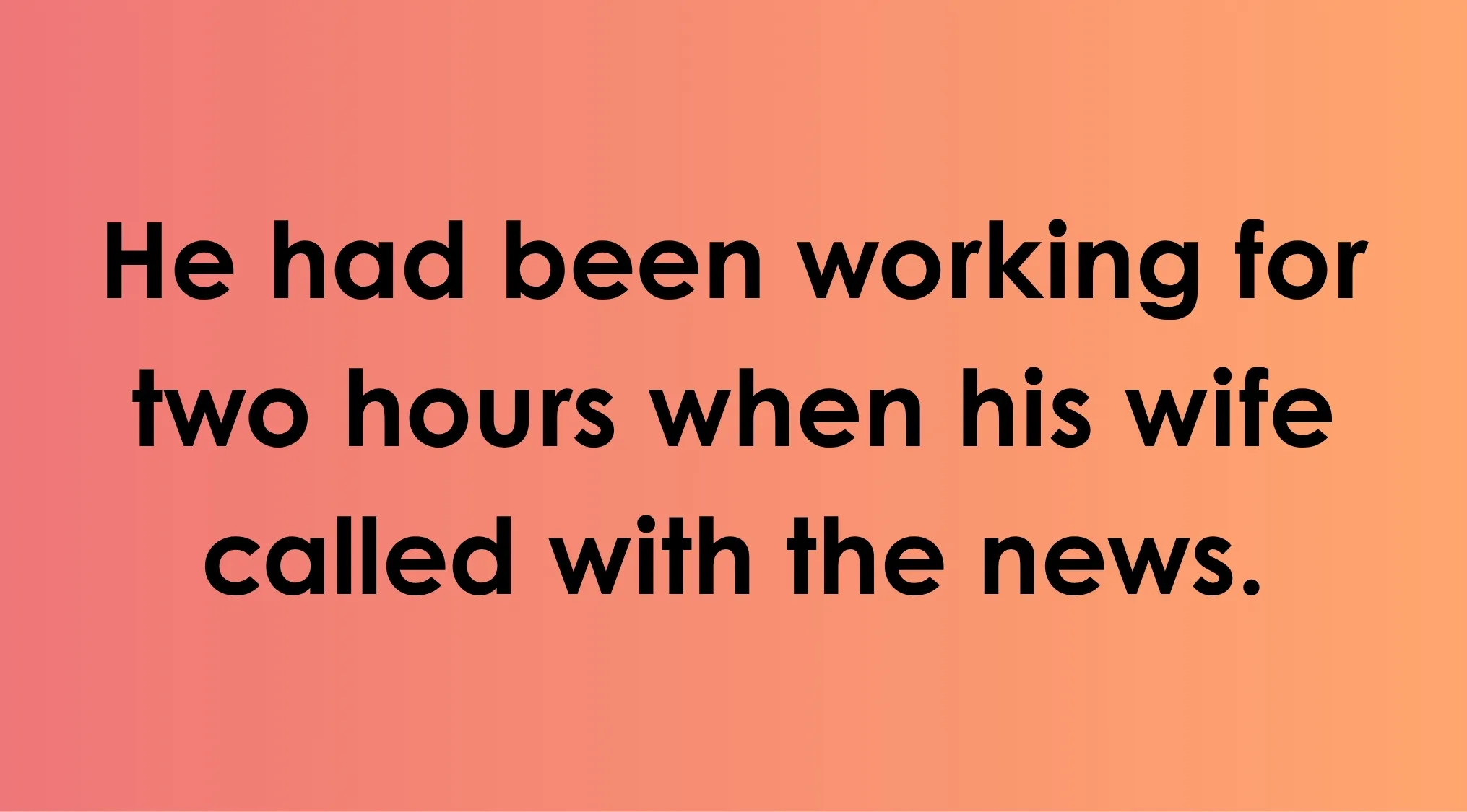 Sentence example asking about tense in English literacy test on a pink to orange gradient background.