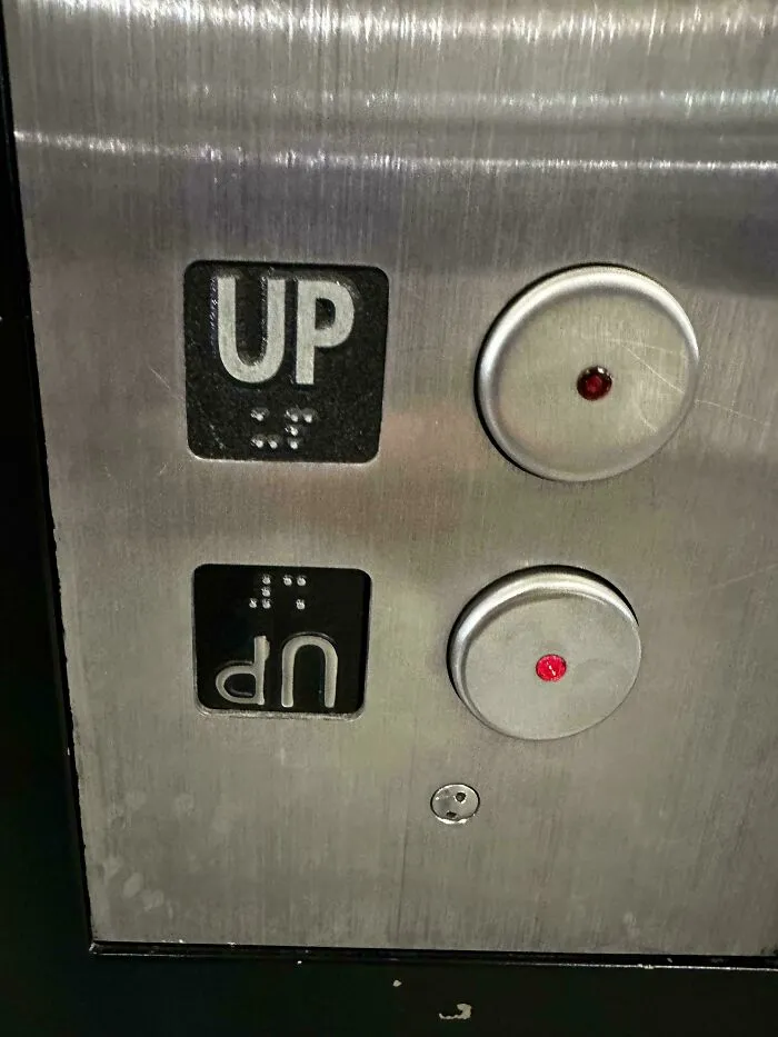 This Upside Down Up Elevator Button For Going Down