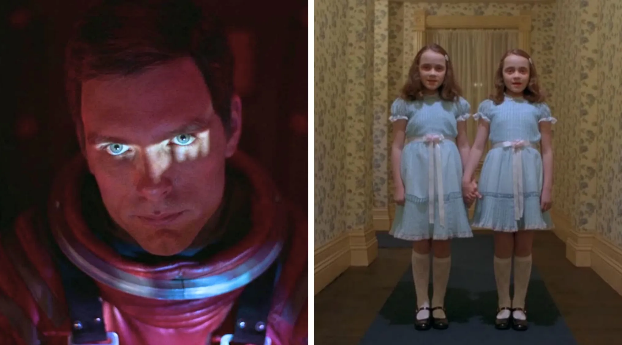Famous scenes from movies 2001 A Space Odyssey and The Shining by iconic film director