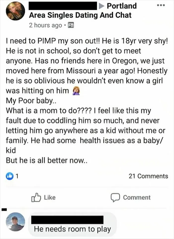 A Friend Shared This Crazy Mom Post To Facebook From A Local Singles Group. Cringe