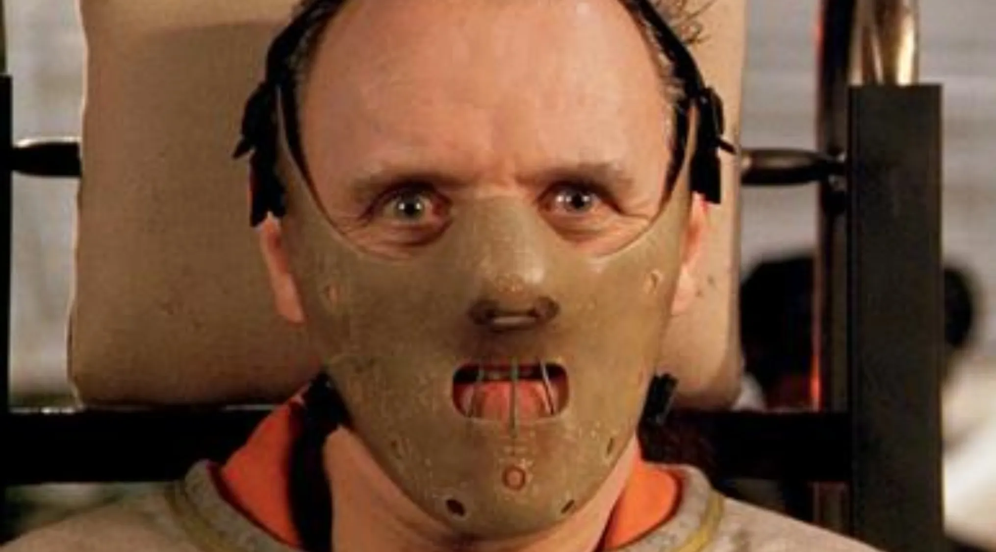 Villain from the '80s and '90s wearing a frightening mask, charming yet terrifyingly calm with a horrifying appetite.