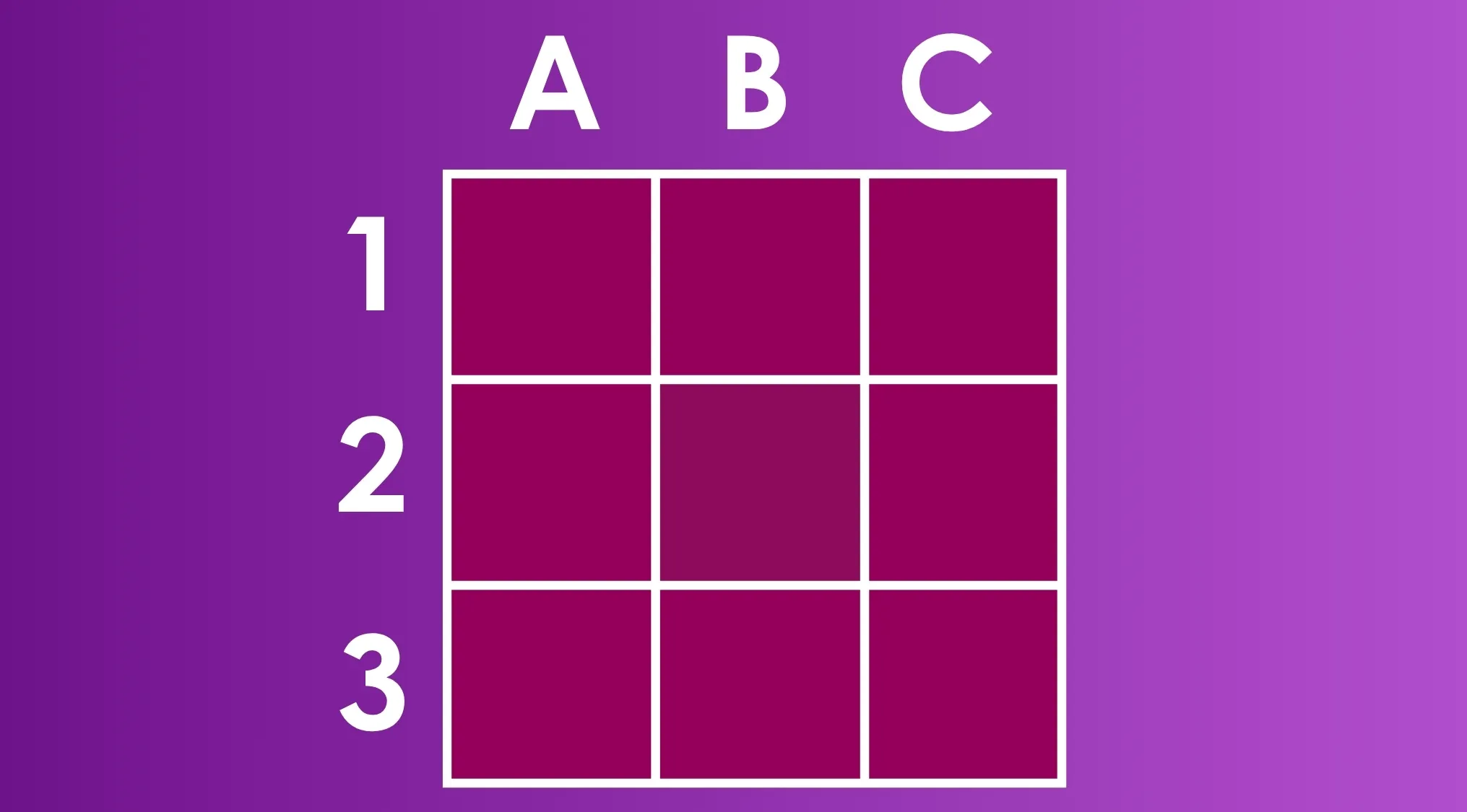 Grid of nine squares with one square in a different shade of purple for finding the different shade challenge.