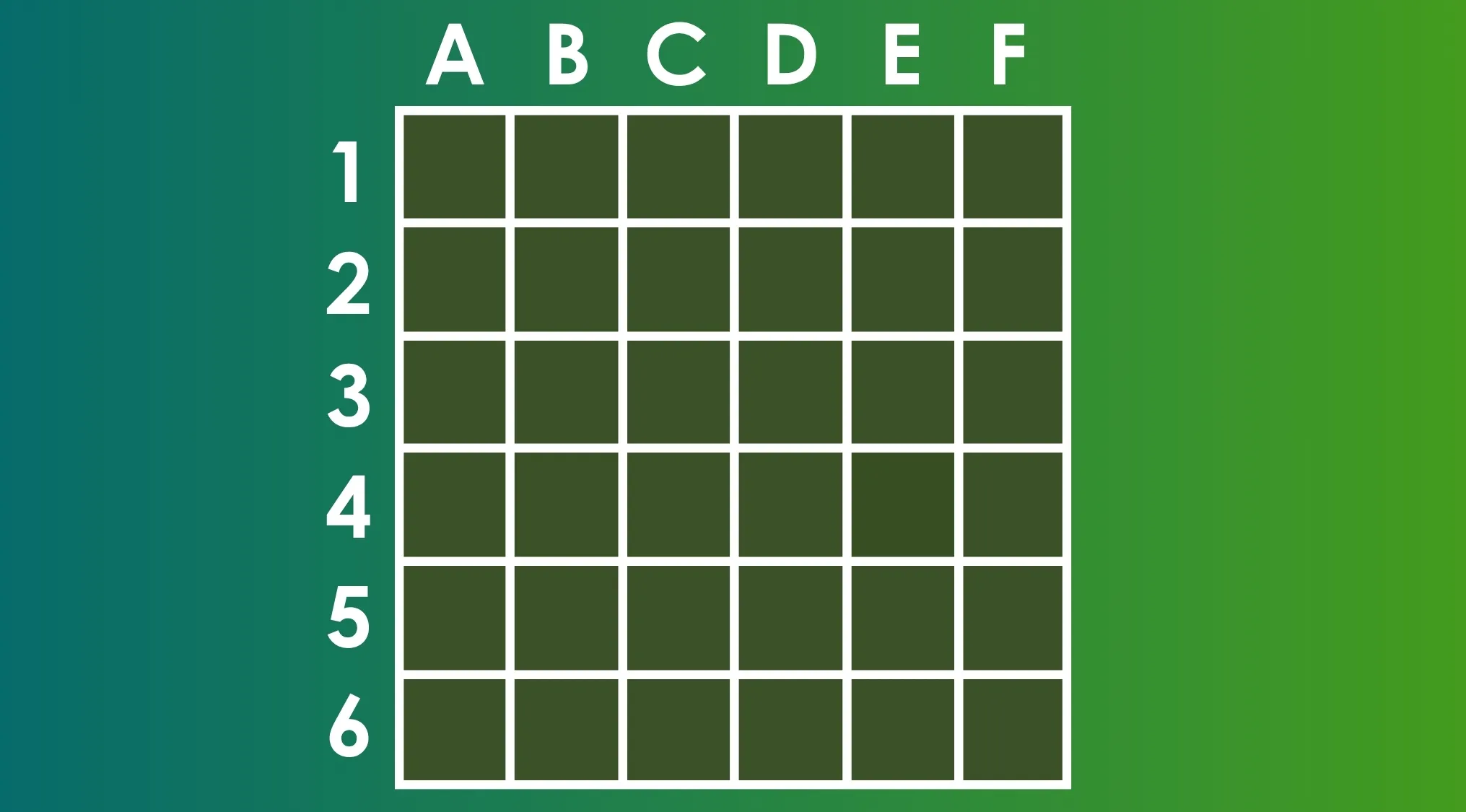 Grid of green shaded squares labeled A to F and 1 to 6 asking to find the different shade puzzle challenge