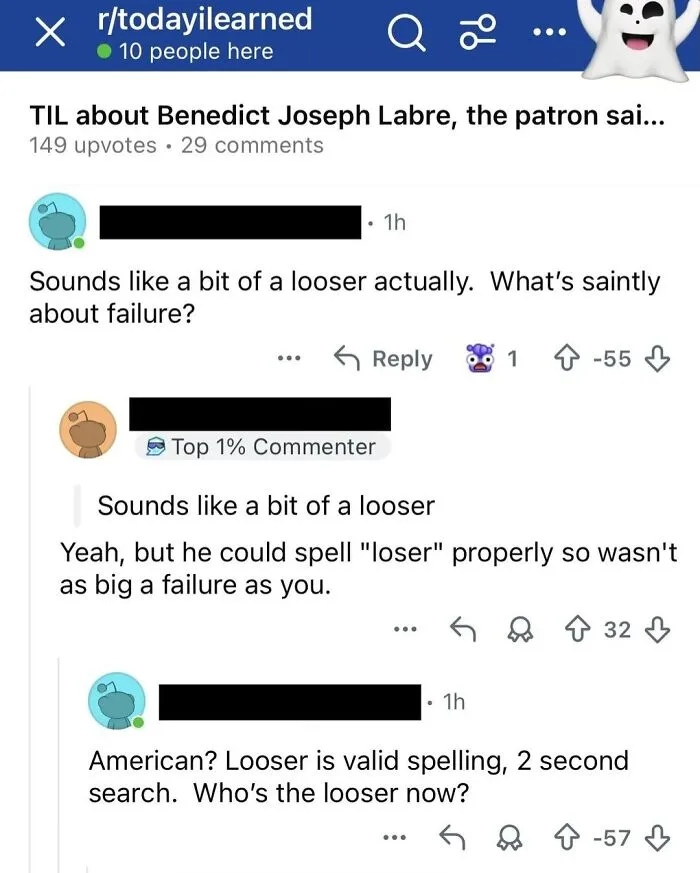 Reddit thread showing users confident in spelling but 100% wrong, illustrating moments people were sure yet mistaken.