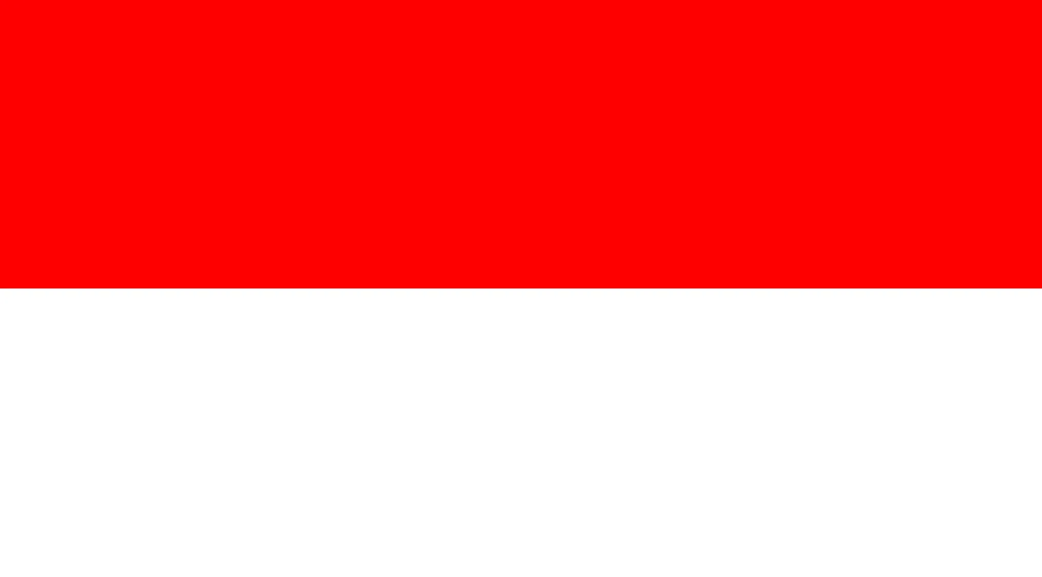 Flag with two horizontal stripes, red on top and white below, for geography challenge guessing country.