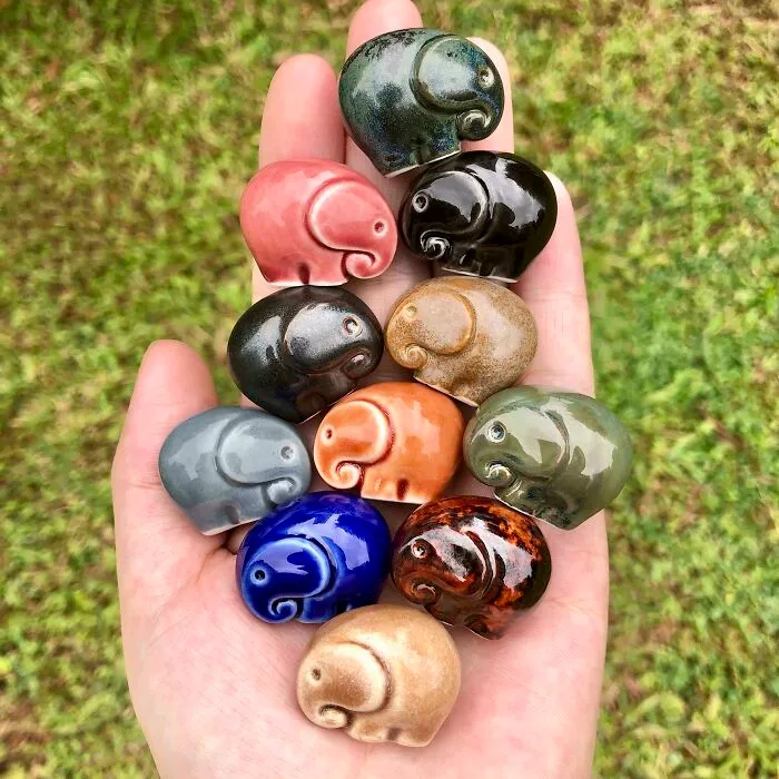 A Handful Of Tiny Ceramic Elephants I Have Been Working Recently. Hope You All Like It!