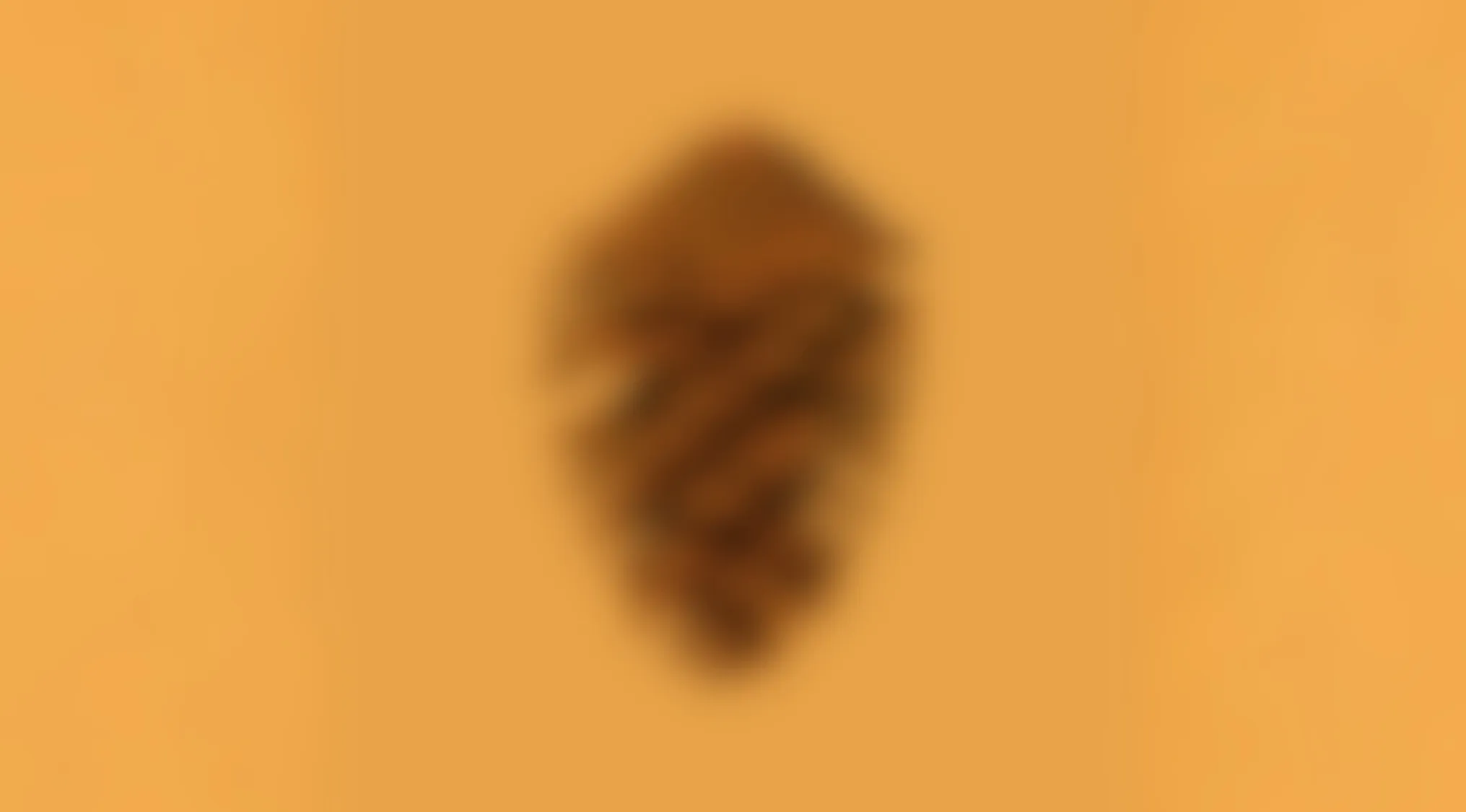 Blurry image showing an object with a spiral pattern against a solid beige background.