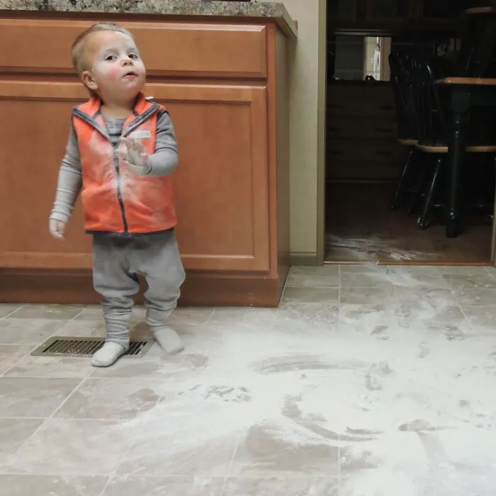 My Son Just Made A Huge Mess. This Is His "Just Let Me Explain" Face