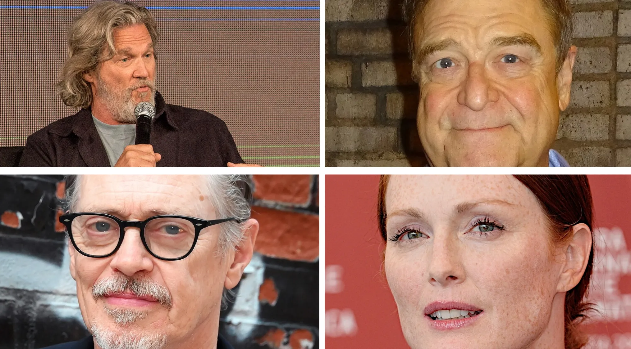 Four actors featured in a cast image for guess the movie from the cast film trivia game.