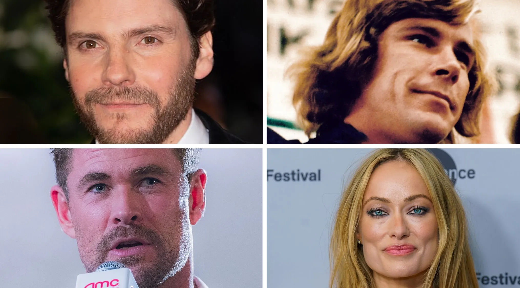 Four actors shown in separate frames for guess the movie from the cast game, highlighting popular movie cast members.