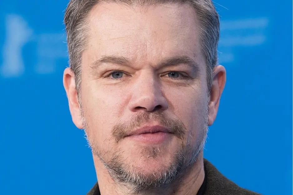 Close-up of Matt Damon with short hair and light beard at a public event, related to The Martian cast question.