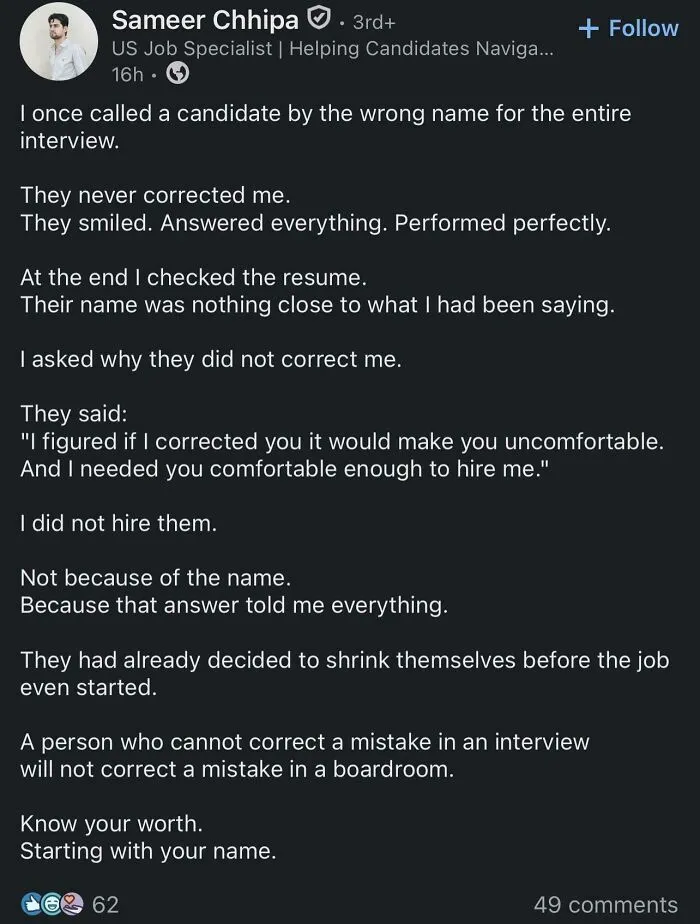 Made A Mistake And Blamed The Candidate