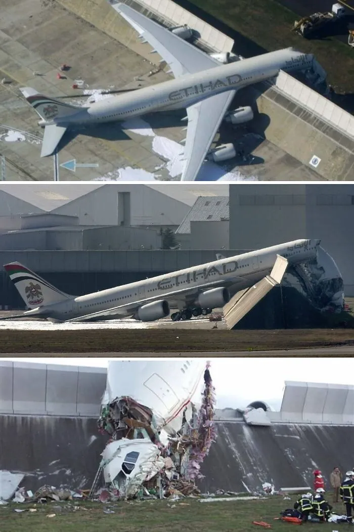 En 2007, un Airbus A340-600 completamente nuevo (para Etihad) se estrelló durante una prueba de motor en tierra en Toulouse.