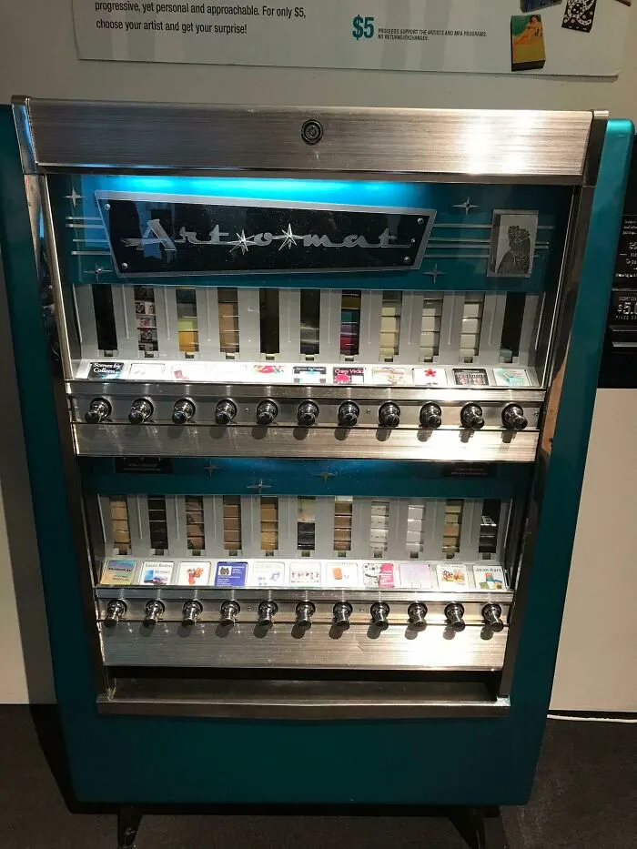 An Art-o-mat vending machine, turning something surprisingly useful into artistic creations from everyday trash.