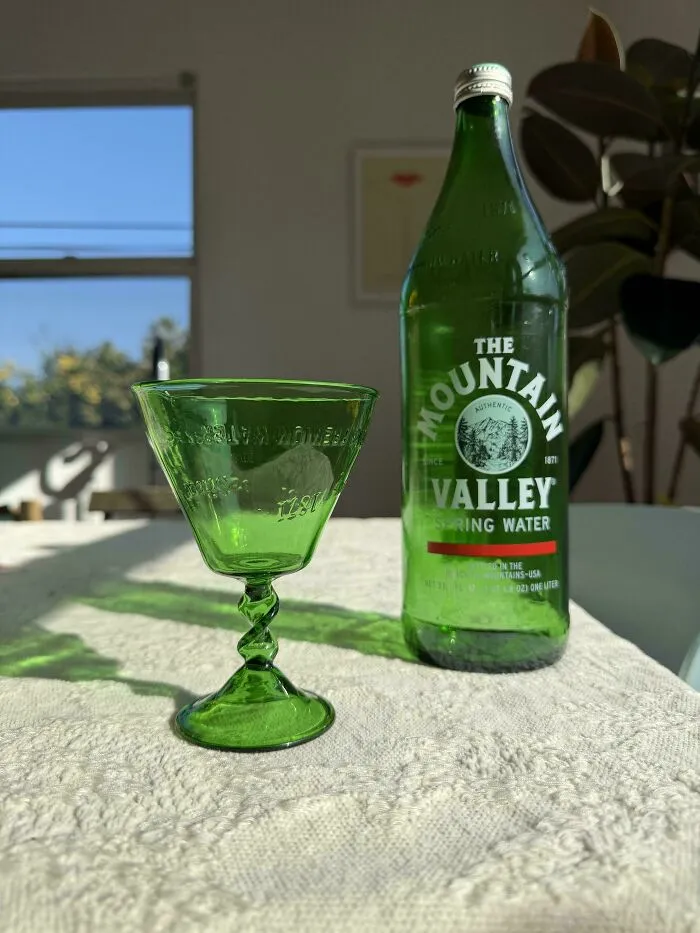 Cocktail Glass Made From A Mountain Valley Water Bottle