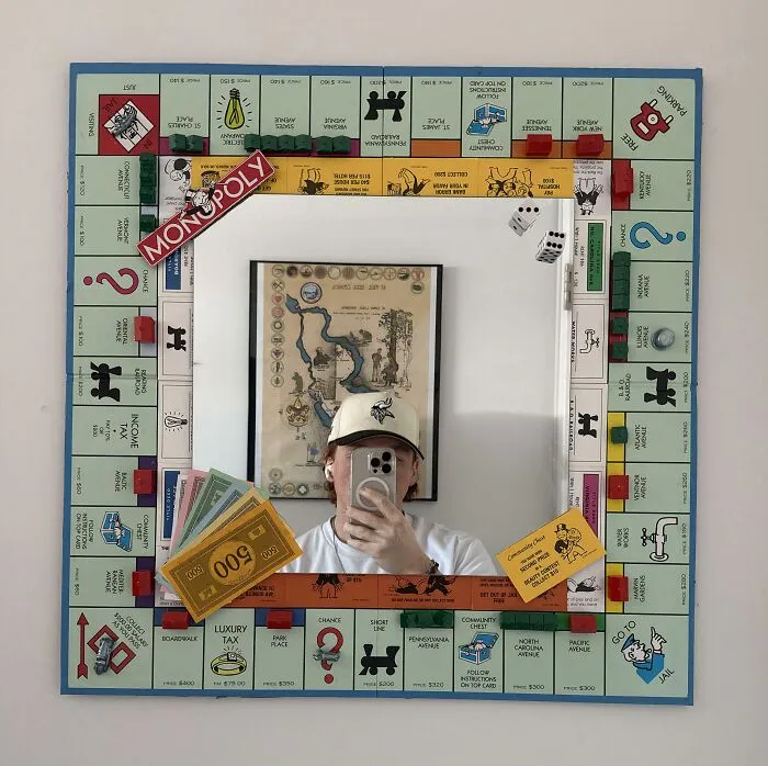 Made Monopoly Mirror Out Of Old Monopoly Board