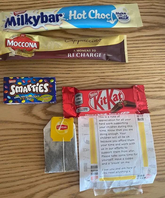 My Daughter’s Teacher Did A Mailbox Drop-Off This Morning, With A Lovely Note And Treats For Her And For Us. It Actually Made Me A Bit Teary. It’s All So Hard
