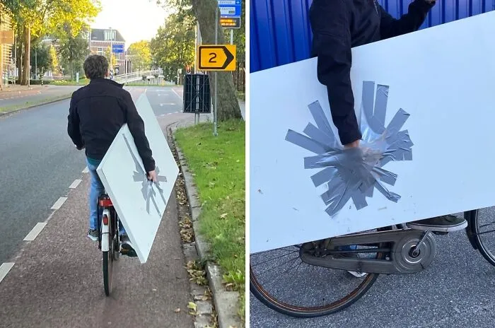 Taped A Desktop Top To My Hand To Get It From IKEA To My Home