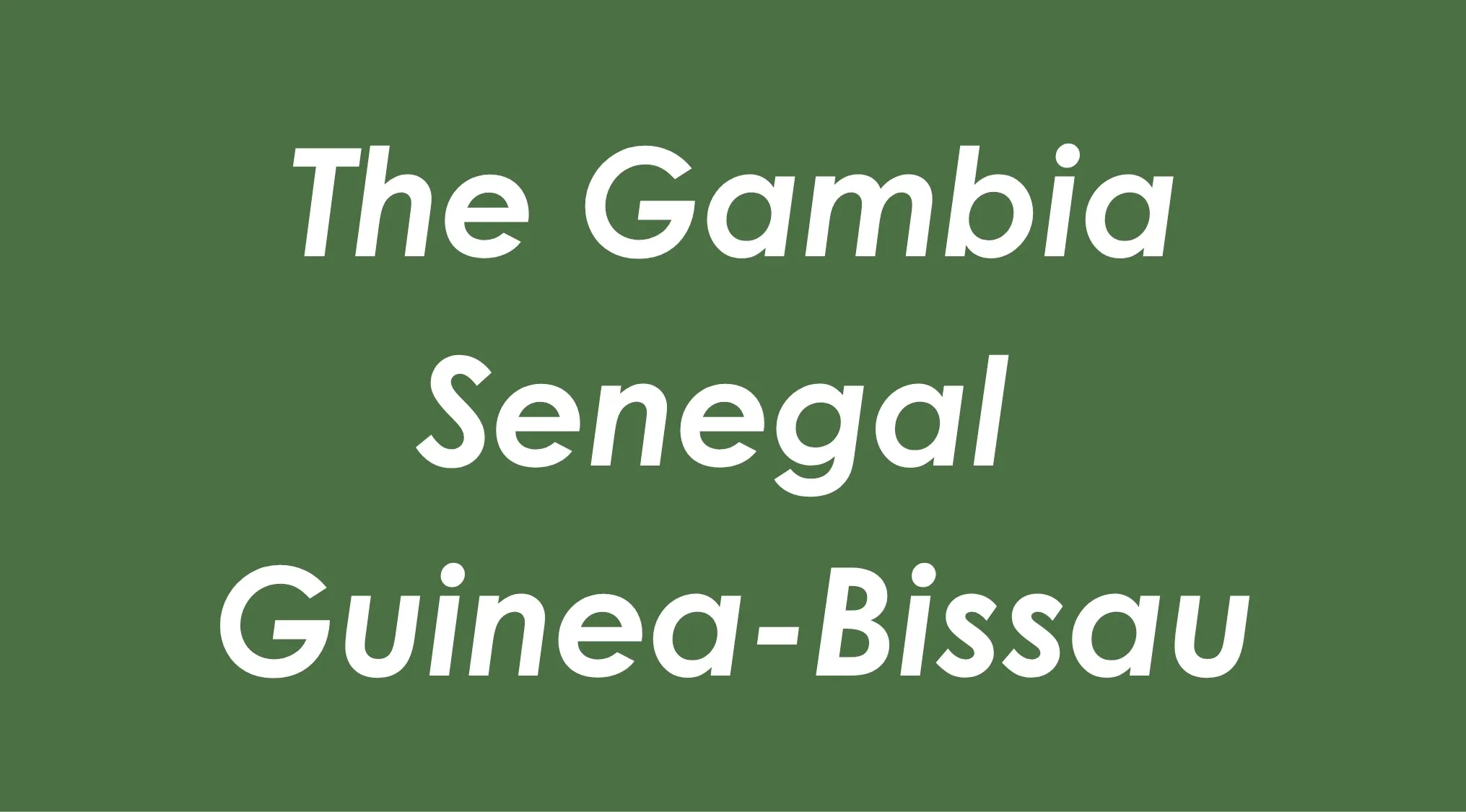 List of countries The Gambia, Senegal, and Guinea-Bissau highlighting the geography edition connection quiz.