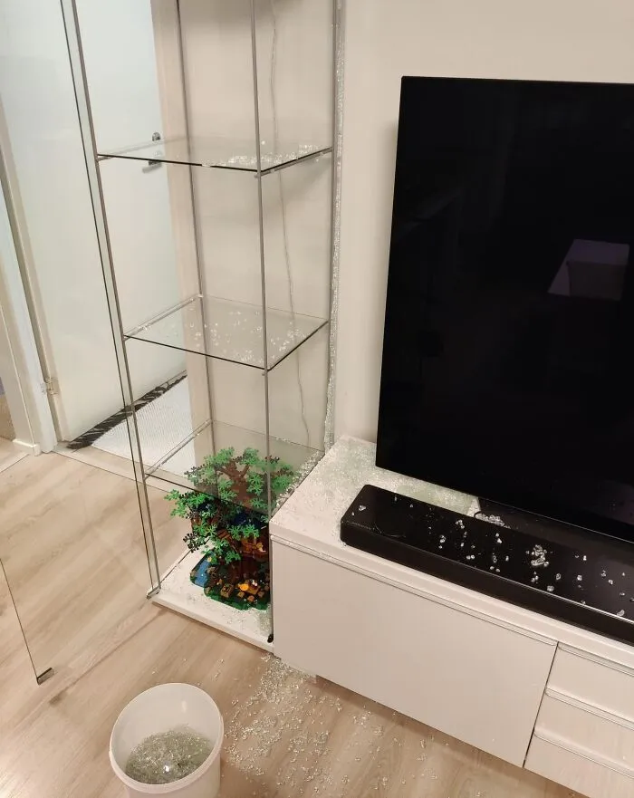 Glass Wall Of IKEA Display Cabinet Exploded
