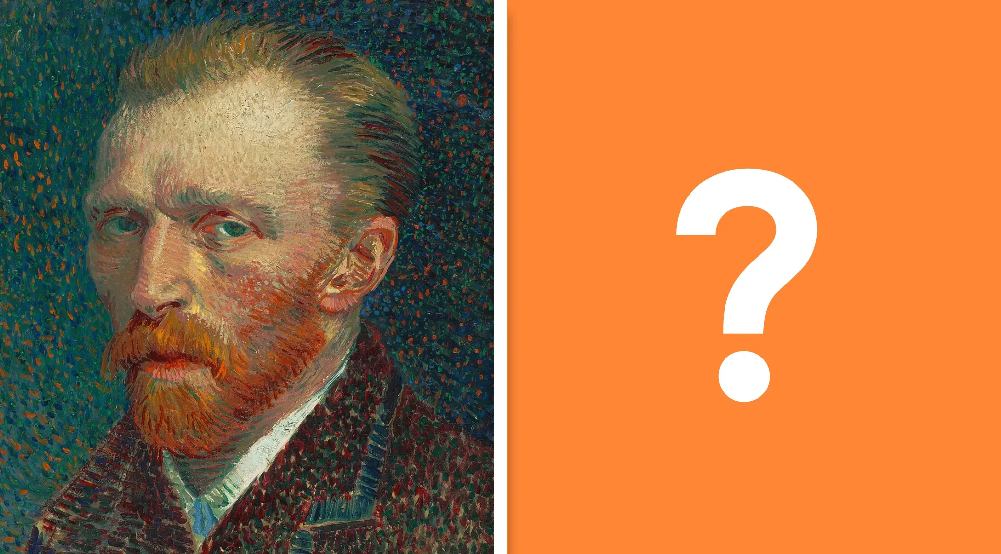 Guess The Country from famous person Vincent van Gogh's self-portrait next to a question mark. Geography Challenge.