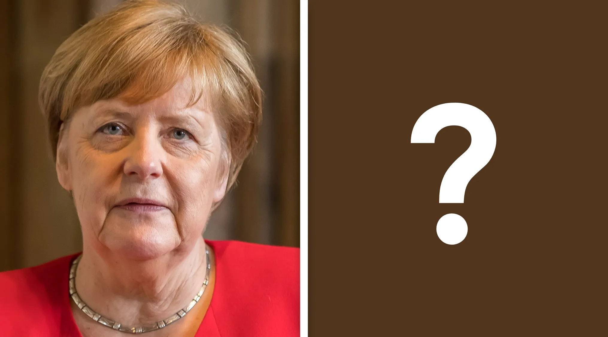Angela Merkel's portrait as a visual hint. Guess The Country from this famous person and the question mark.